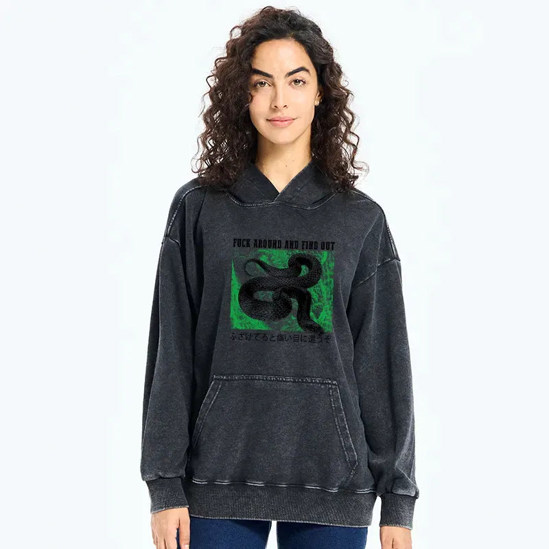 Japanese snake washed hoodie streetwear