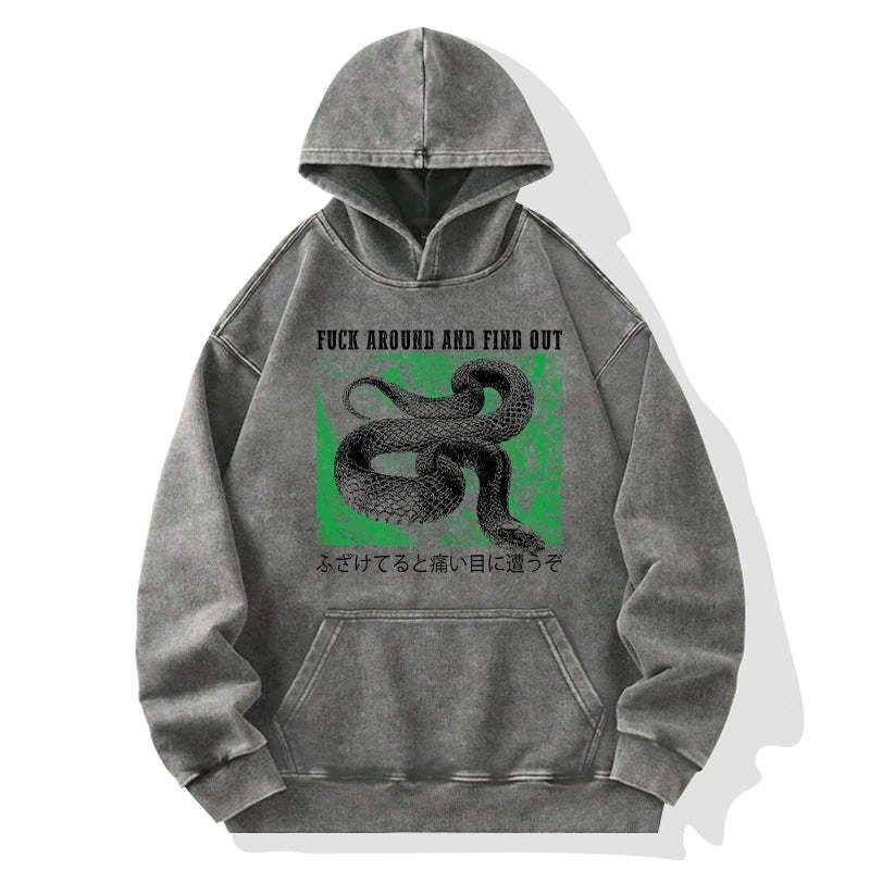 Kyoto-Lion Cold And Heartless Snake Washed Hoodie