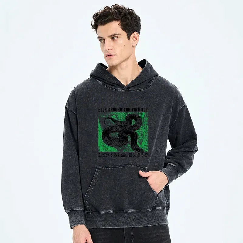 Kyoto-Lion Cold And Heartless Snake Washed Hoodie