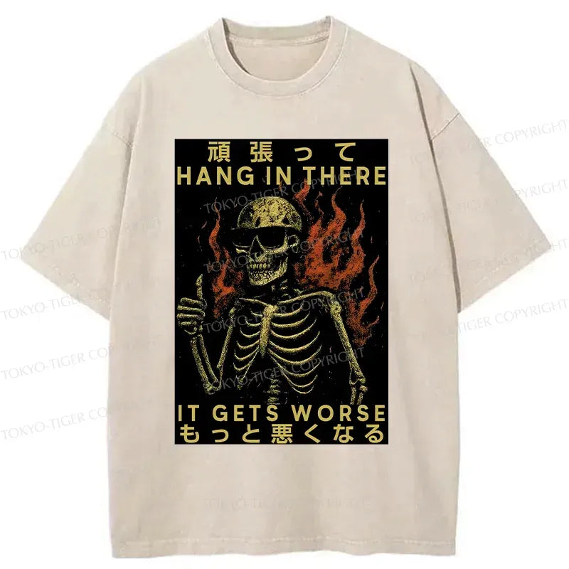 Kyoto-Lion Skeletons Who Encourage Others Washed T-Shirt