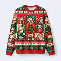 Kyoto-Lion Christmas Cat Patch Meme Fuzzy Christmas Ugly Sweatshirt