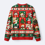 Kyoto-Lion Christmas Cat Patch Meme Fuzzy Christmas Ugly Sweatshirt
