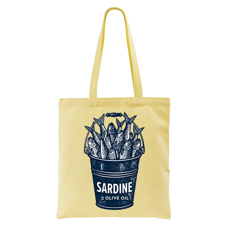 Kyoto-Lion Vintage Bucket Full Of Fresh Sardines Tote Bag