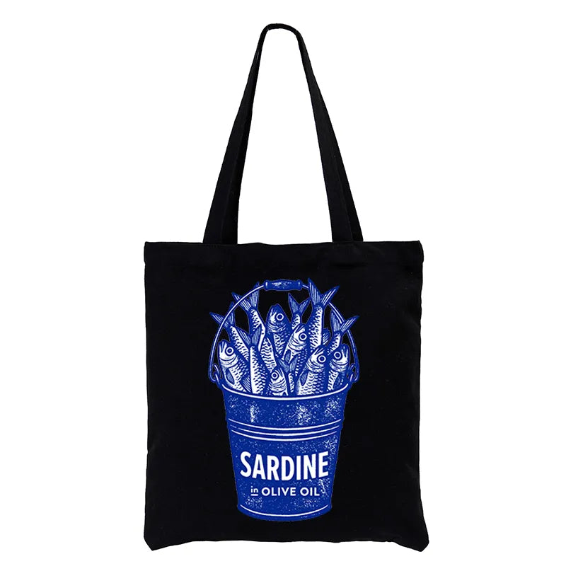Kyoto-Lion Vintage Bucket Full Of Fresh Sardines Tote Bag