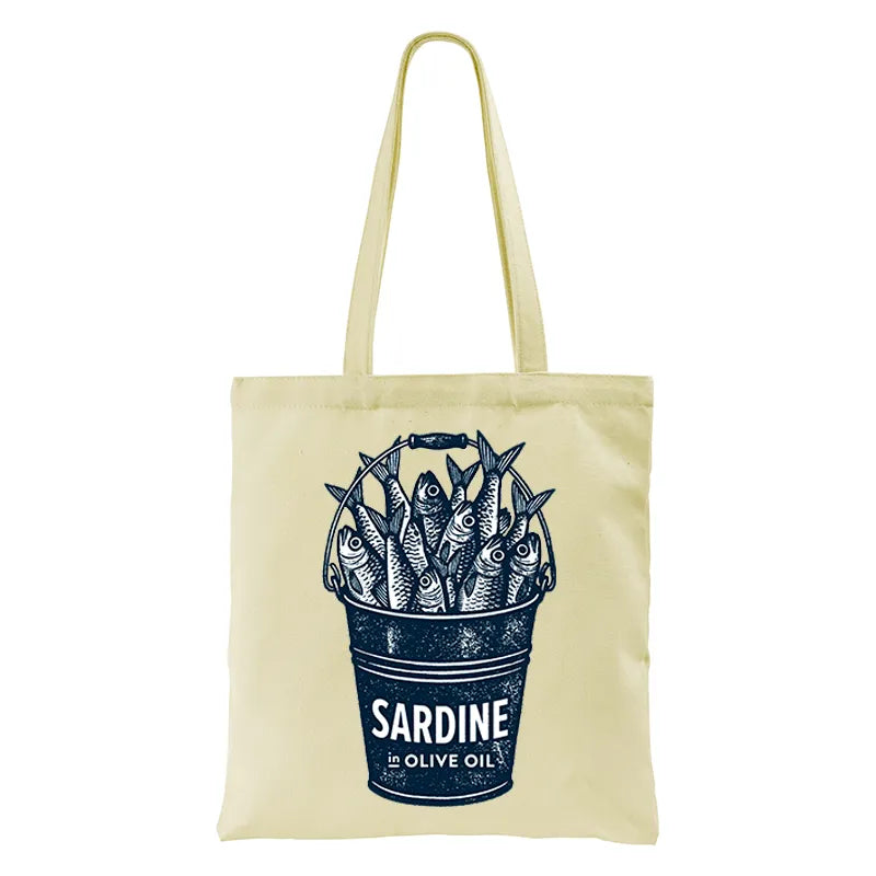 Kyoto-Lion Vintage Bucket Full Of Fresh Sardines Tote Bag