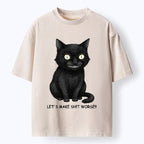 Kyoto-Lion Mischief Black Cat Meme Washed T-Shirt