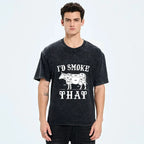 Kyoto-Lion Funny BBQ Cow Butcher Chart Art Washed T-Shirt