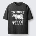 Kyoto-Lion Funny BBQ Cow Butcher Chart Art Washed T-Shirt