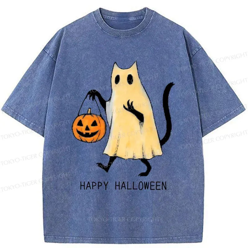 Japanese Halloween Cat T-Shirt for Summer