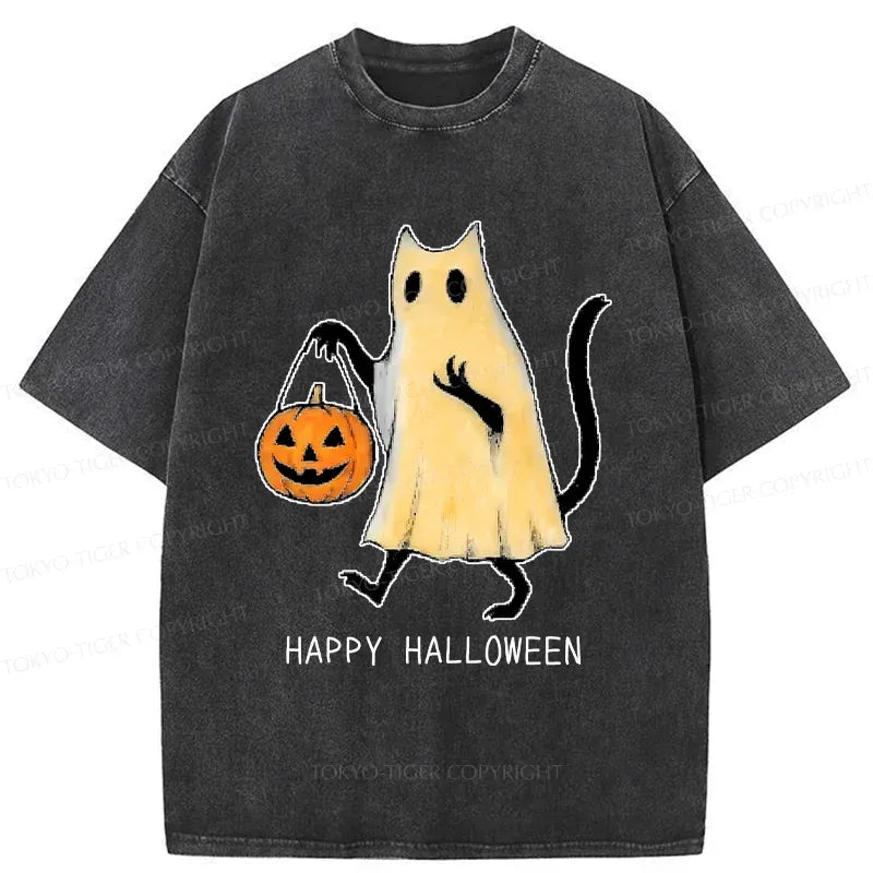 Japanese Halloween Cat T-Shirt for Summer