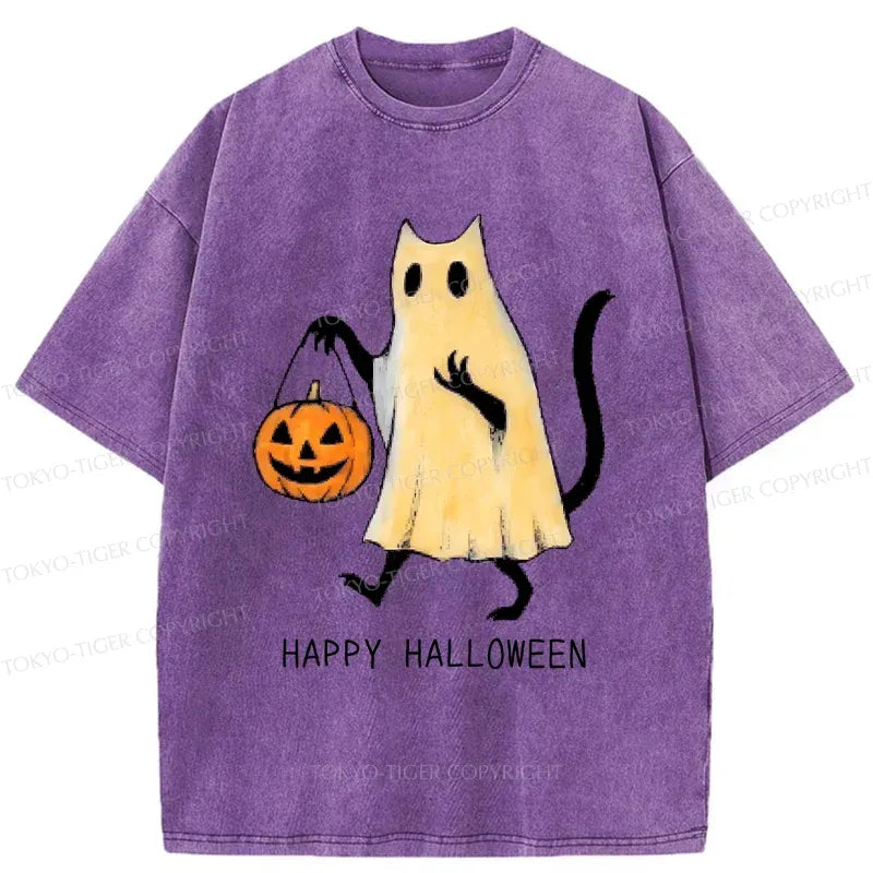 Japanese Halloween Cat T-Shirt for Summer