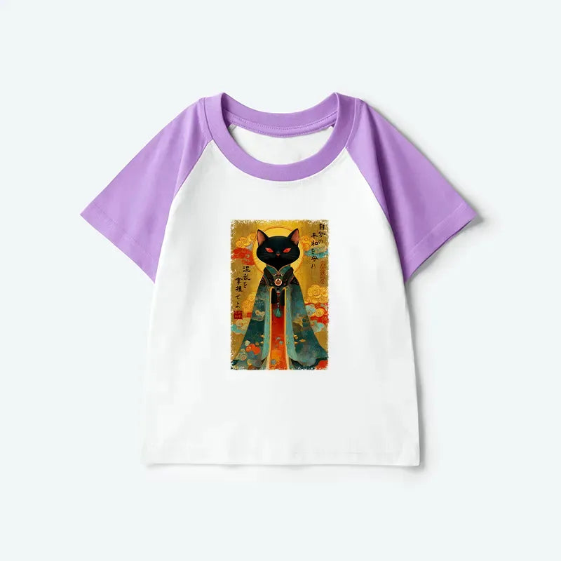 Japanese woodblock print kids raglan shirt