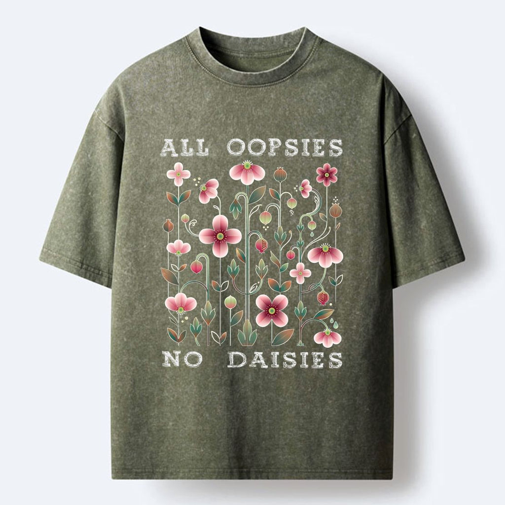 Kyoto-Lion Funny Flower£ºAll Oopsies No Daisies Washed T-Shirt