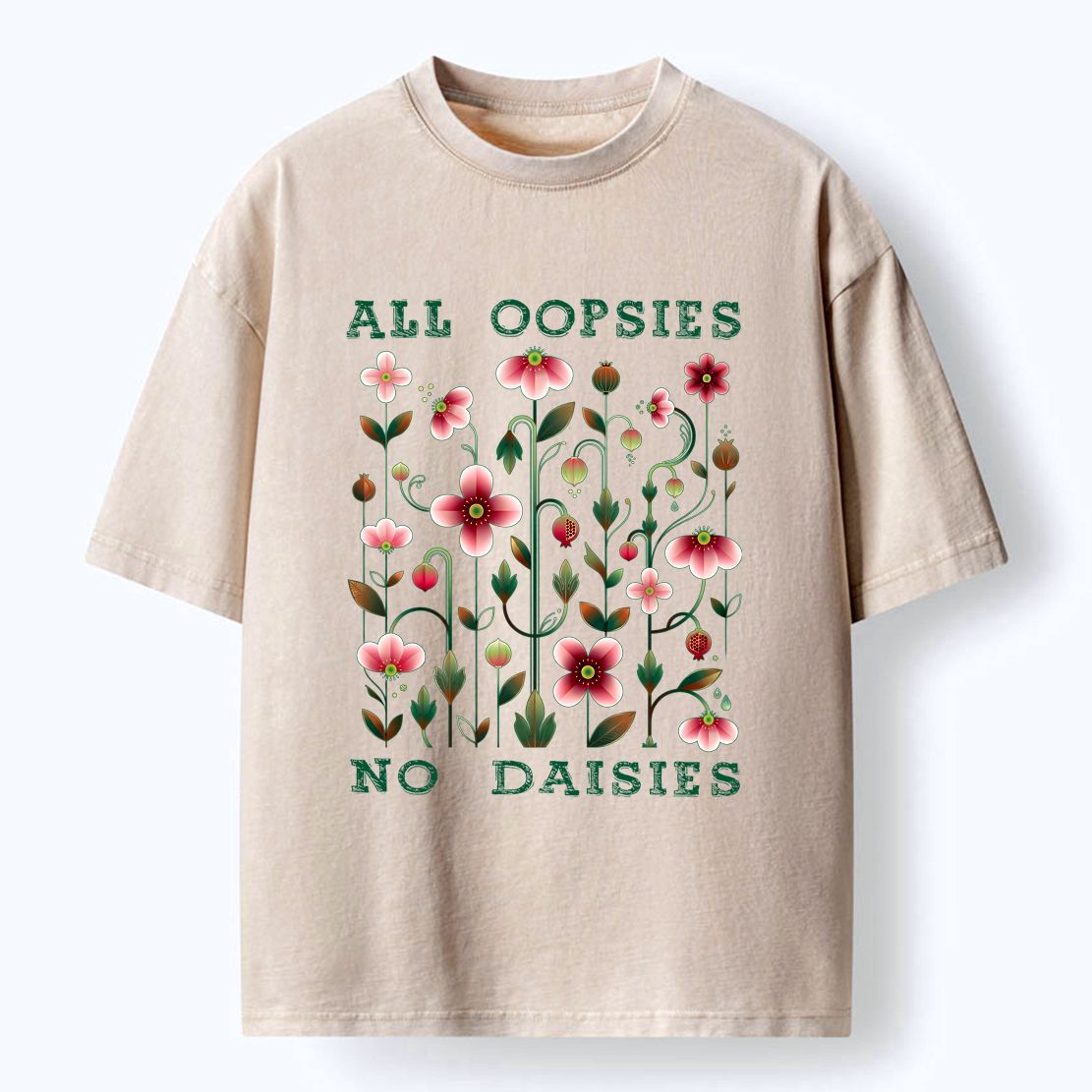 Kyoto-Lion Funny Flower£ºAll Oopsies No Daisies Washed T-Shirt