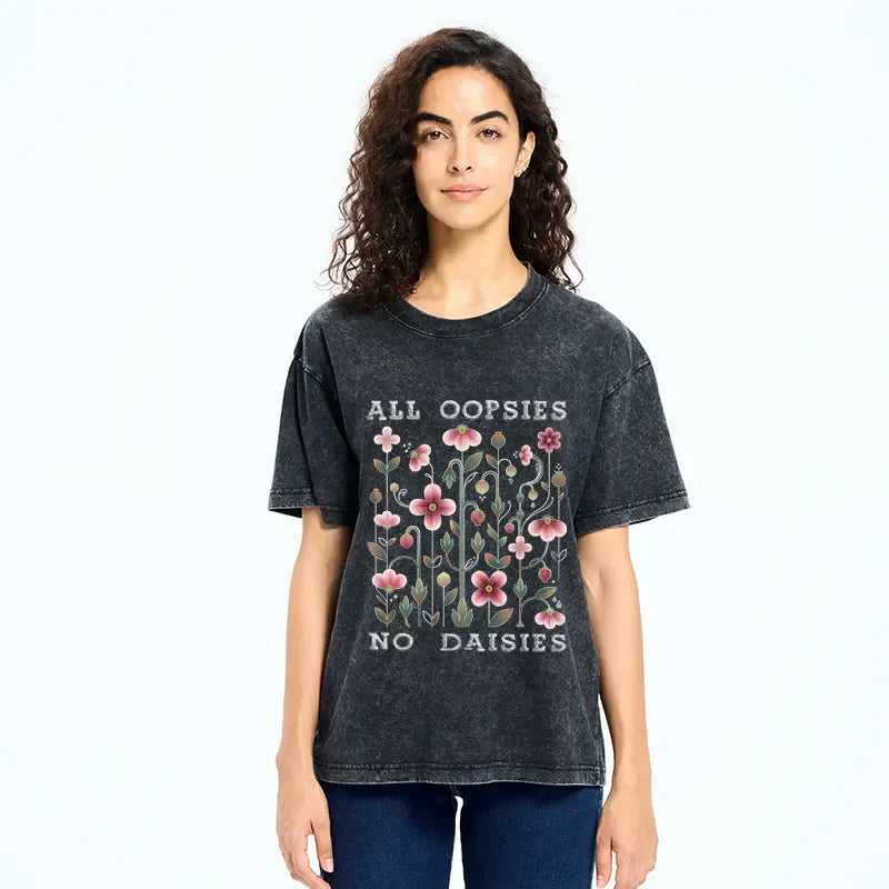 Kyoto-Lion Funny Flower£ºAll Oopsies No Daisies Washed T-Shirt