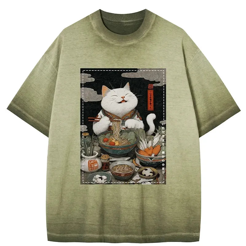 japanese ramen cat t-shirt gift idea