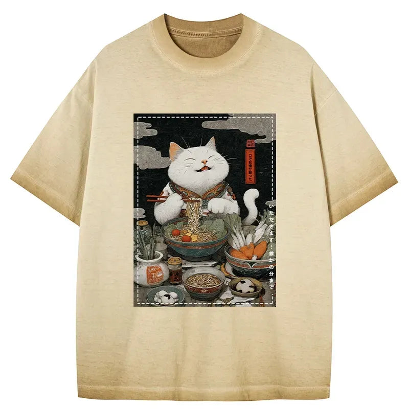 japanese ramen cat t-shirt gift idea