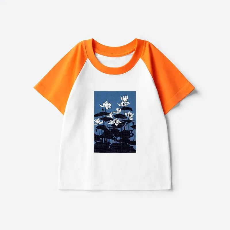 Japanese art kids raglan t-shirt for daily wear