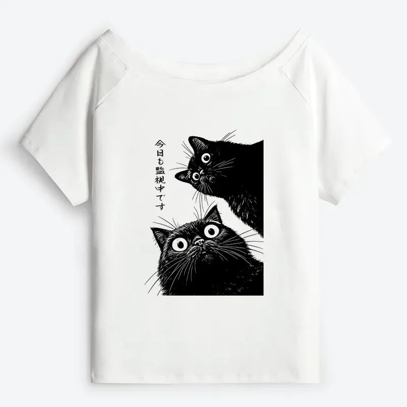 Japanese Streetwear Cat Tee with Free Shipping