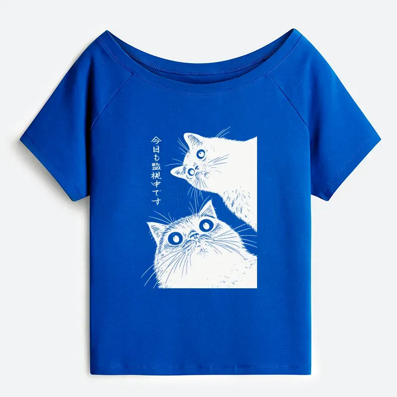 Vintage Kyoto Cat T-Shirt for Women