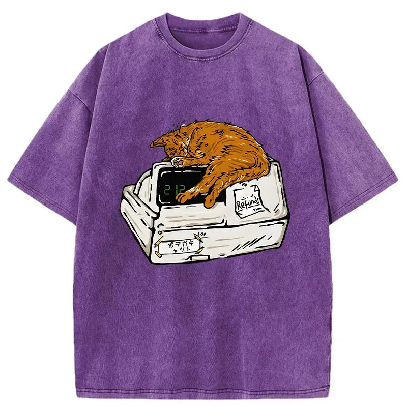 Japanese bodega cat washed t-shirt