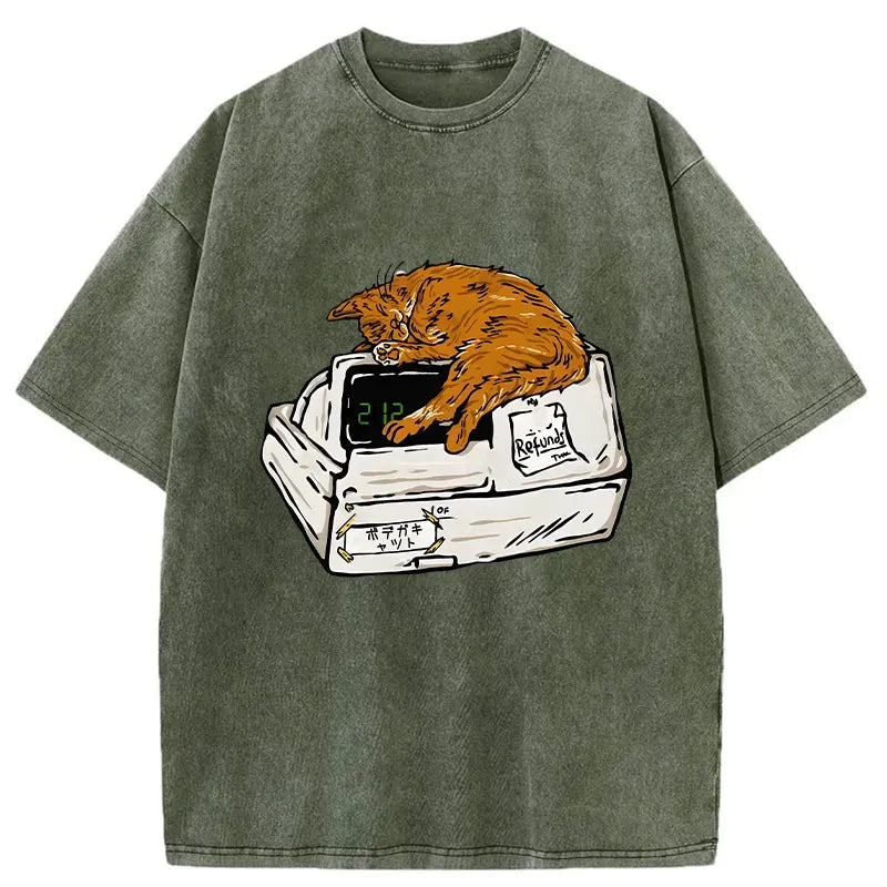 Japanese bodega cat washed t-shirt