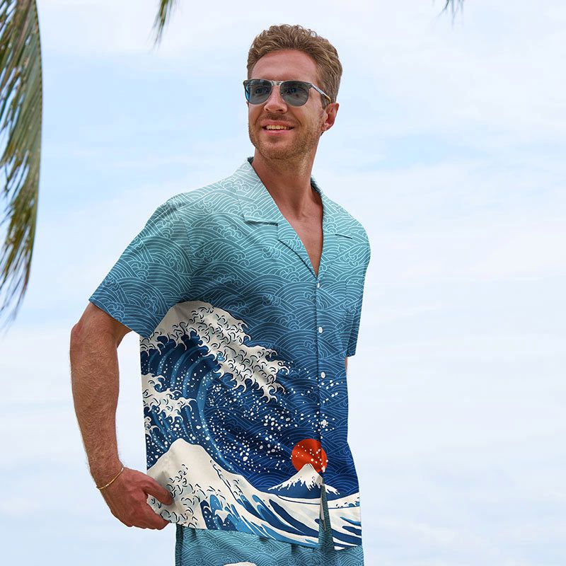 Kyoto-Lion The Great Wave Off Fuji Aloha Hawaiian Shirt