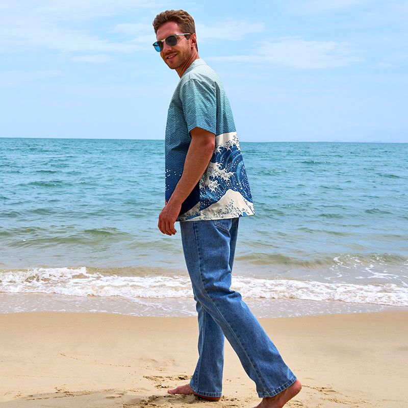 Kyoto-Lion The Great Wave Off Fuji Aloha Hawaiian Shirt