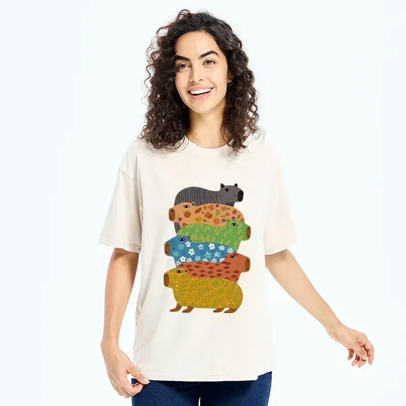 Capybara Ukiyo-e T-Shirt Casual Wear