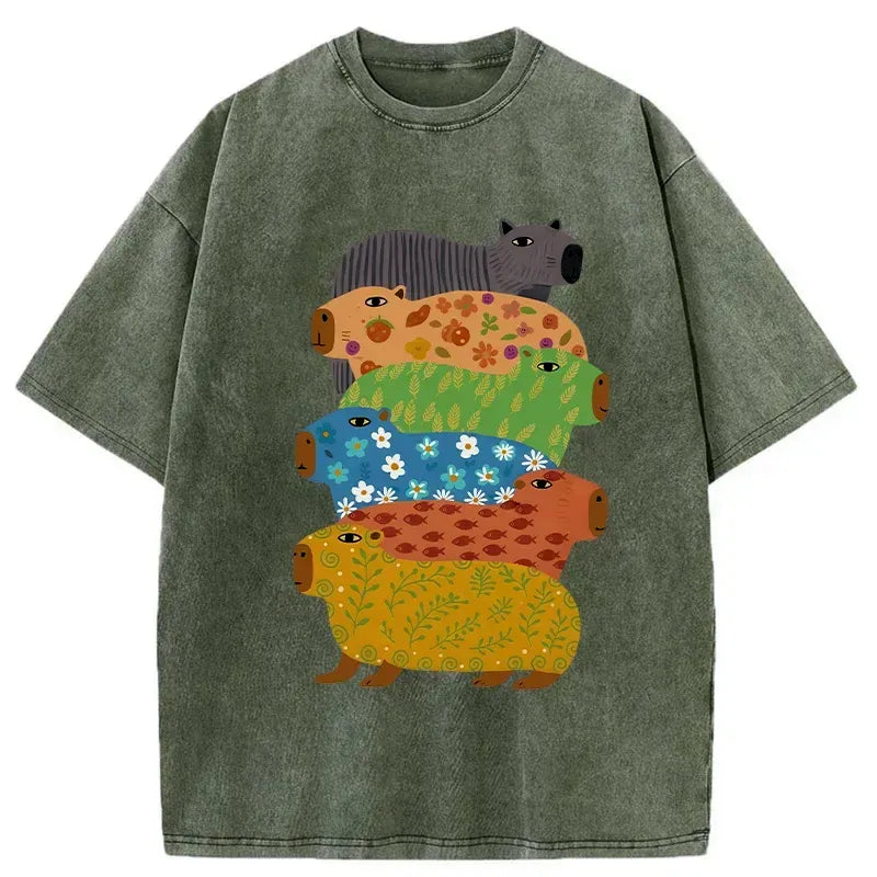 Capybara Ukiyo-e T-Shirt Casual Wear