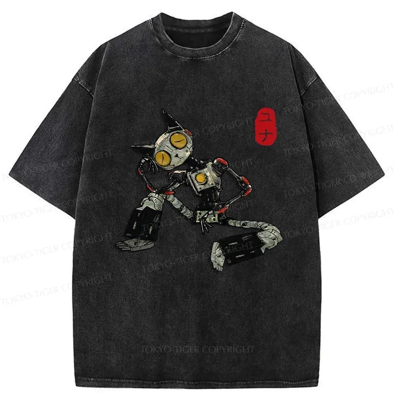Trendy Robot Cat T-Shirt for Streetwear
