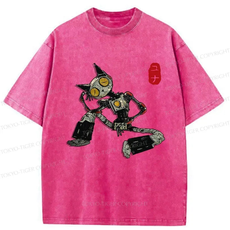 Trendy Robot Cat T-Shirt for Streetwear