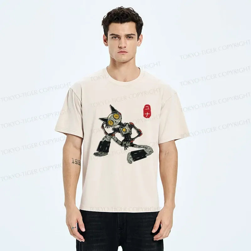 Contemplative Robot Cat T-Shirt