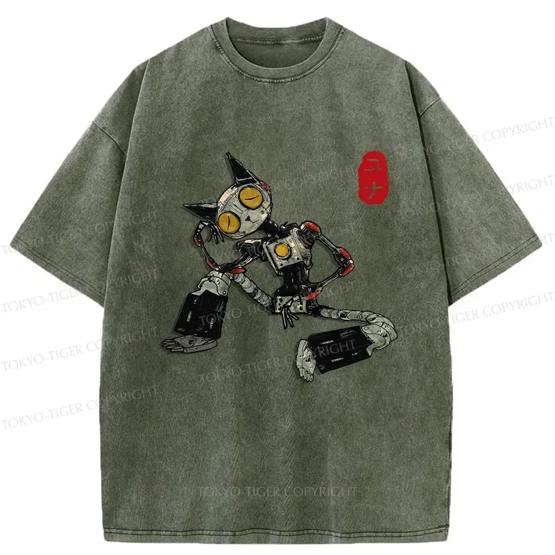 Contemplative Robot Cat T-Shirt