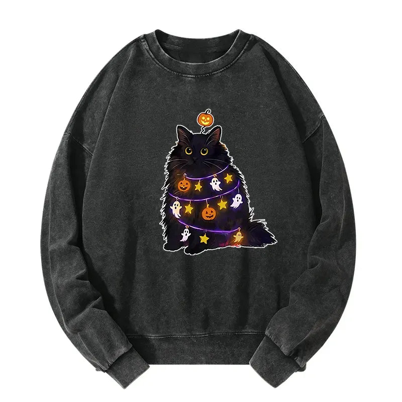 Trendy Cat Sweatshirt for Halloween