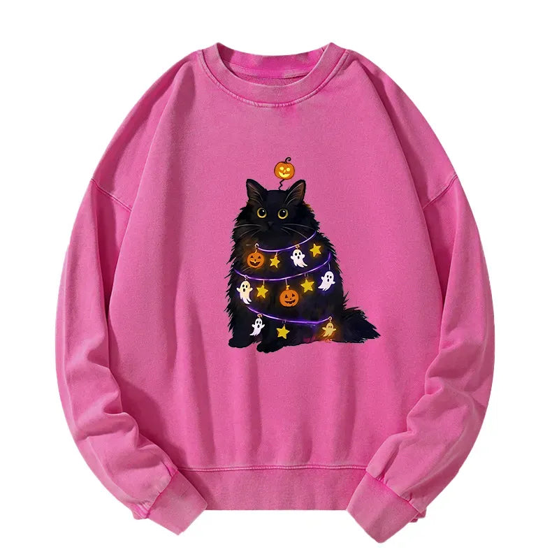 Trendy Cat Sweatshirt for Halloween