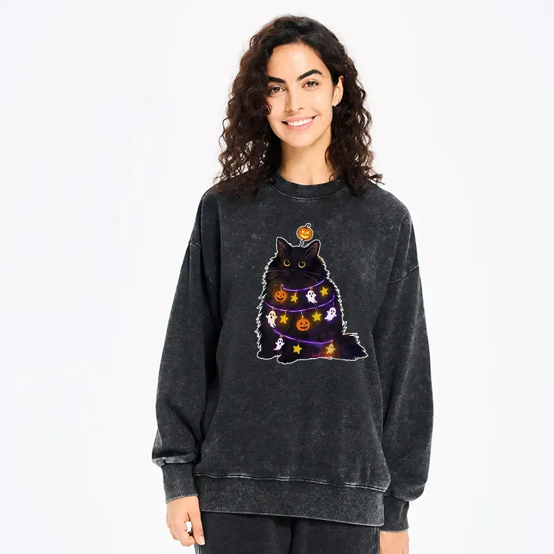 Trendy Cat Sweatshirt for Halloween