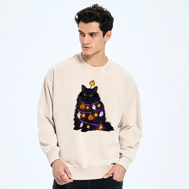 Kyoto-Lion Halloween Cat Washed Sweatshirt