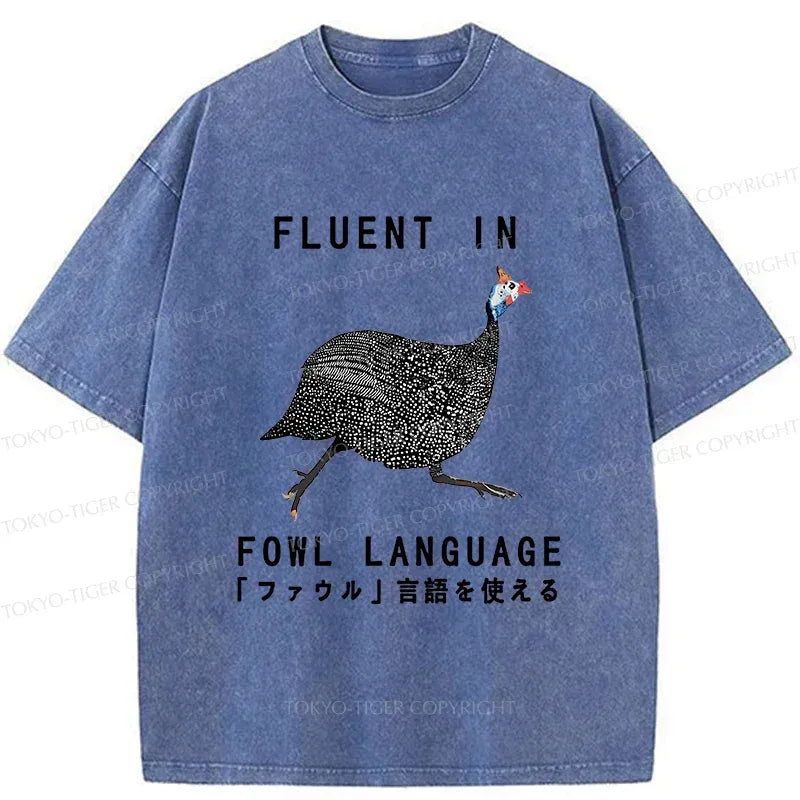 Kyoto-Lion Funny Fowl Language Washed T-Shirt