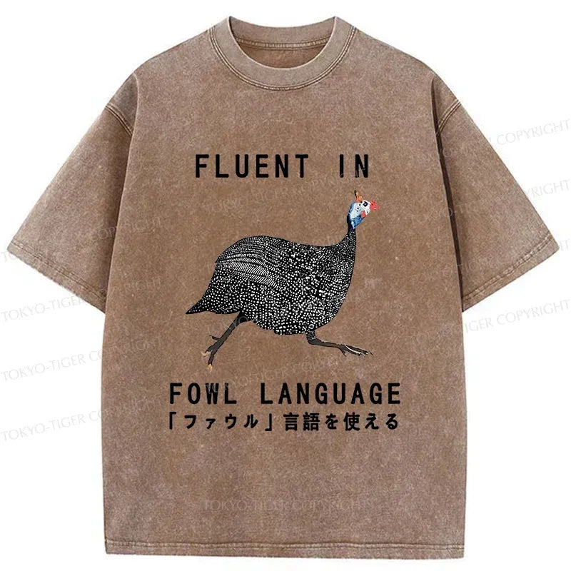Kyoto-Lion Funny Fowl Language Washed T-Shirt