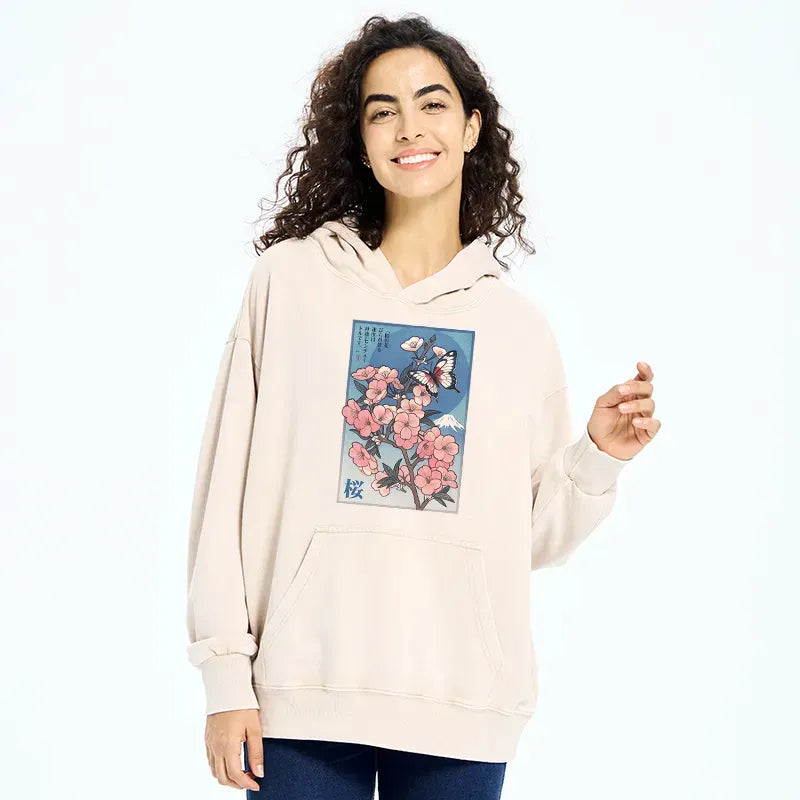 Washed Sakura Hoodie for Streetwear