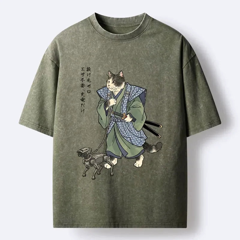 Retro cat t-shirt with Japanese print