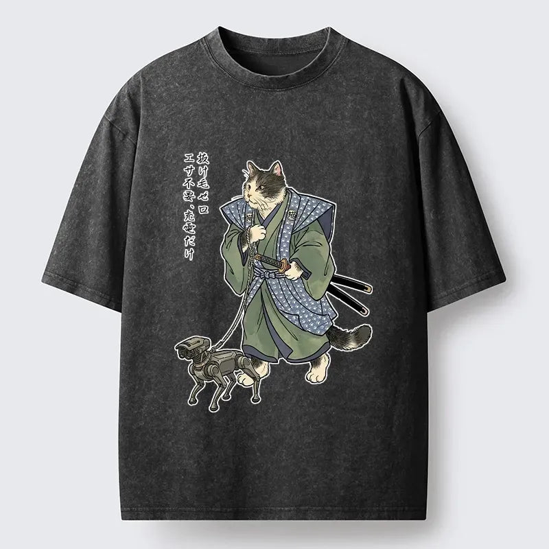 Retro cat t-shirt with Japanese print