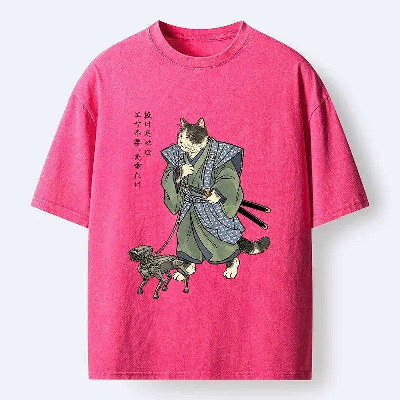 Retro cat t-shirt with Japanese print