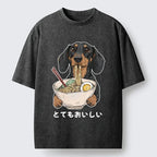 Cute Dog Eating Noodles Meme T-Shirt