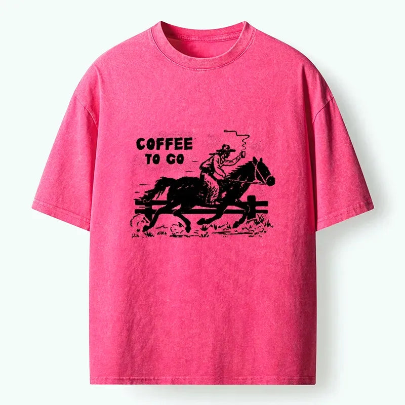 Kyoto-Lion Cowboy With Coffee To Go Washed T-Shirt