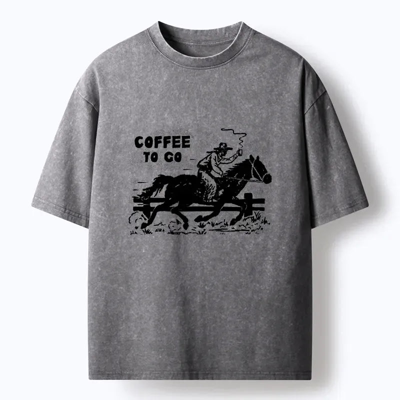 Kyoto-Lion Cowboy With Coffee To Go Washed T-Shirt