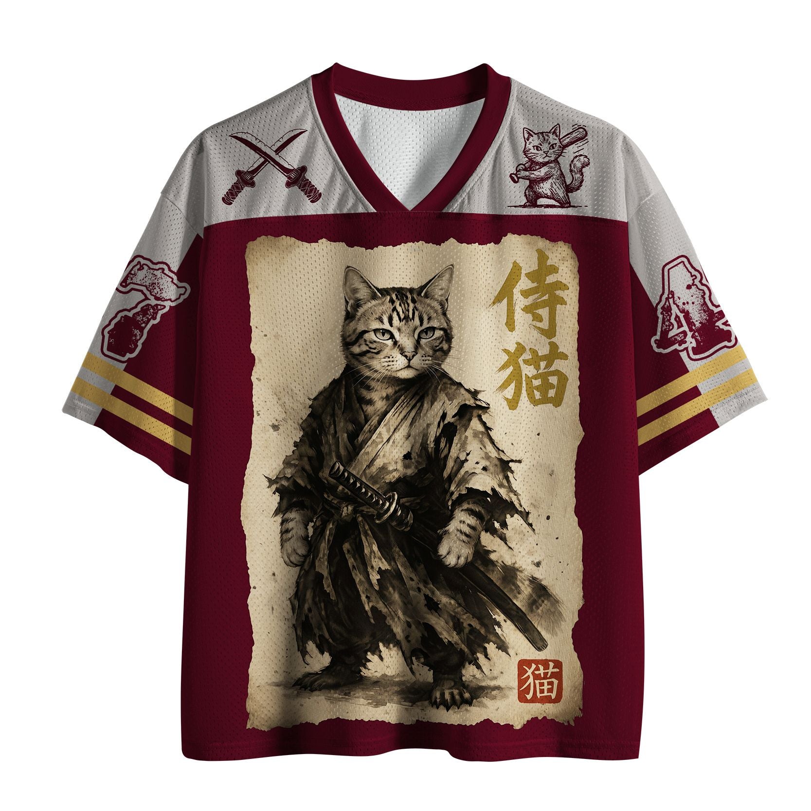 Kyoto-Lion Honor Of The Samurai Cat Mesh Jersey