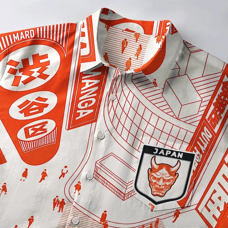 Kyoto-Lion Shibuya Crossing Button-up Shirt