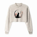 kyoto lion vintage flower crop sweatshirt for women